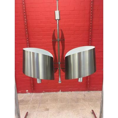 Vintage Chandelier In Chromed Metal And Plastic, Circa 1970