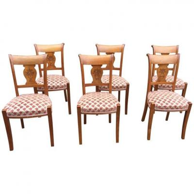 6 Neo Classic Chairs In Cherry Circa 1950 (restored)