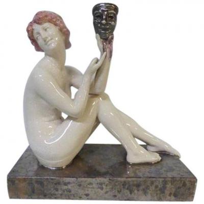 Large Art Deco Period Ceramic Group Signed Gory, Circa 1930