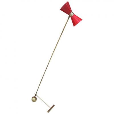 Vintage Floor Lamp In Brass And Lacquered Metal, Italy Circa 1950/1960