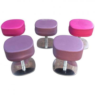 Suite Of 5 Stools Pop Vintage Circa 1970/1980, Very Good Condition
