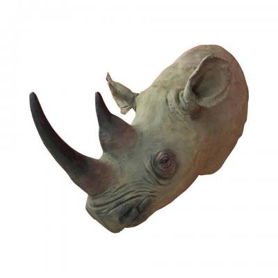 Large Resin Rhinoceros Head, North America Work Circa 1970