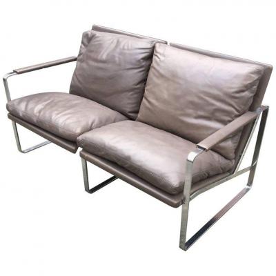 Preben Fabricius & Jørgen Kastholm, 2-seater Leather Sofa Edition Walter Knoll