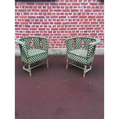 Pair Of Art Deco Rattan Armchairs Circa 1930