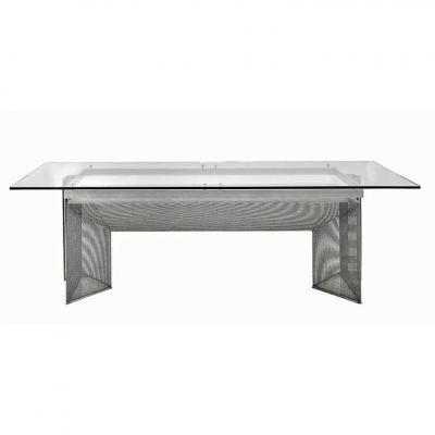 Large Design Desk In Steel And Glass Circa 1970/1980