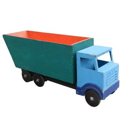 Folk Art, Old Wooden Toy Large Painted Volvo Truck