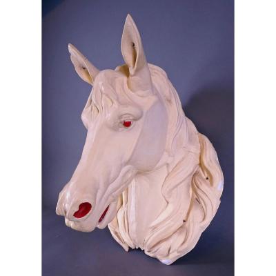 Old Butchery Sign, Horse Head In Zinc, Circa 1930