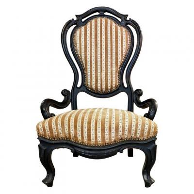 Original Napoleon III Period Chair, In Blackened Wood