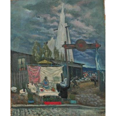 Pierre Verite (1900-1993). The Depot In The District Of La Ruche. Oil On Canvas, Signed