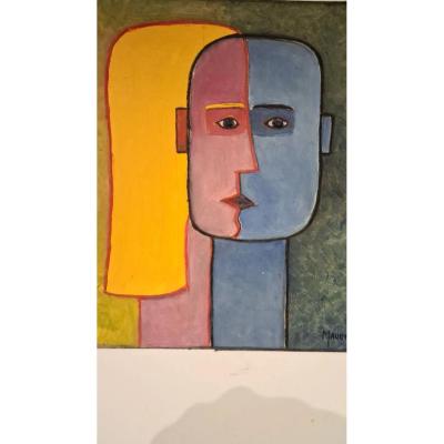 Raymond Mauchamps 'xx-xxi' Composition With Two Faces