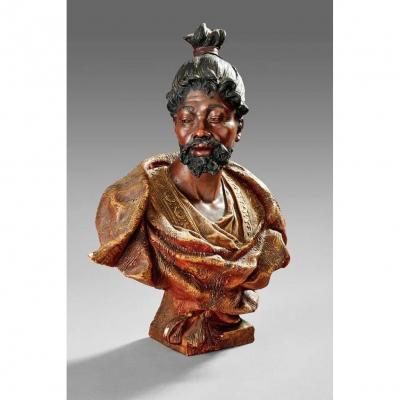 Friedrich Goldscheider (1845 - 1897). Polychrome Terracotta Bust Circa 1890