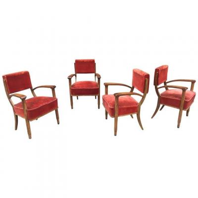 Série de 4 fauteuils Art Deco dans le style d'Eugene Printz