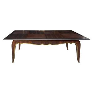 Very Large Art Deco Table In Macassar Ebony And Bronze Circa 1930 (220cm + Extensions)