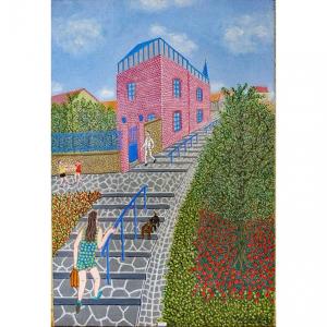 André Salaün (1921-2005) "the Rise Of The Village" Oil On Canvas Circa 1970