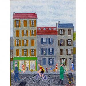 André Salaùn (1925-2005) "chez Galou" Oil On Canvas Circa 1970