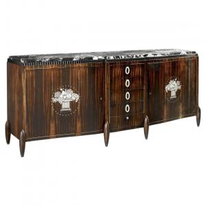  Art Deco Sideboard In Macassar Ebony, Marble And Ivory Circa 1925