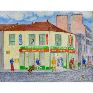 André Salaùn (1921-2005) "le Narval" Oil On Canvas Circa 1970