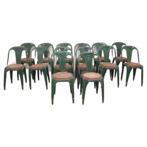 Important Suite Of 14 Industrial Chairs Brand Fibrocit Circa 1930/1950