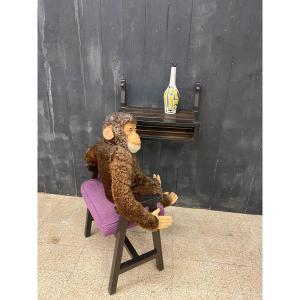 Guillerme Et Chambron, Blackened Oak Shelf And Stool, Your House Edition, Circa 1970