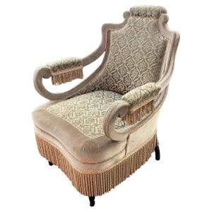 Bergere Napoleon III Period, Entirely Covered With Velvet