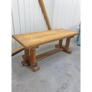 Large Neo-gothic Style Solid Oak Table Circa 1970, Key Assembly