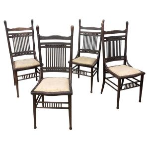 4 Original Oak Chairs Circa 1900