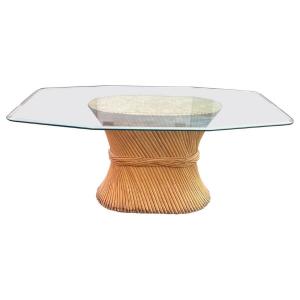 Bamboo And Glass Table Circa 1970