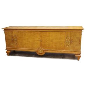 2 Large Sideboards Art Deco Period In Ash, Bronze Decors, Circa 1940