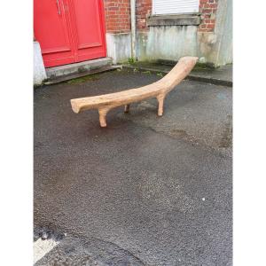 Organic Bench Composed Of A Carved Tree Branch Circa 1970