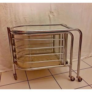 Louis Sognot, 1 Original Metal Rolling Bar Nikele, Art Deco Period