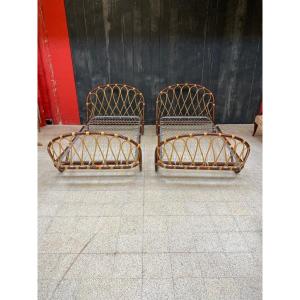 2 Ondaflex Bamboo Beds, Italy Circa 1950/1960