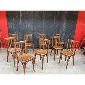 Suite Of 9 Thonet Style Bistro Chairs Circa 1930