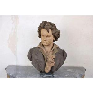 Goldscheider, Bust Of Beethoven In Patinated Terracotta, Circa 1900