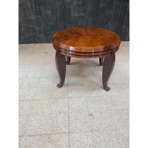Art Deco Mahogany Pedestal Table, Circa 1940