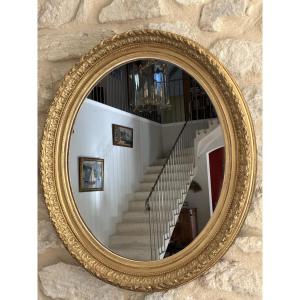 Louis XVI Style Golden Oval Mirror