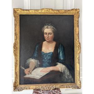 French School, 18th Century. Oil On Canvas, "the Young Woman With A Letter"