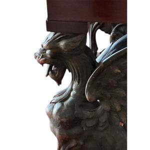 Rare Mahogany Console Table With Winged Griffins, Early 19th Century 