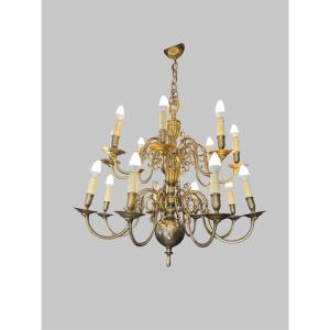 Important Dutch Chandelier With 16 Lights
