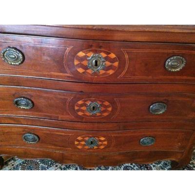18th Century Regional Commode With Curved Facade; Fruitwood