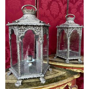 Large Pair Of Lanterns Venice Early 19th Century