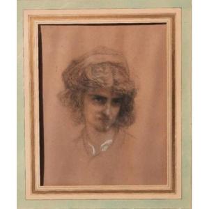 Ernest Antoine Hébert (1817-1908) - Dessin Sur Papier d'Un Homme 