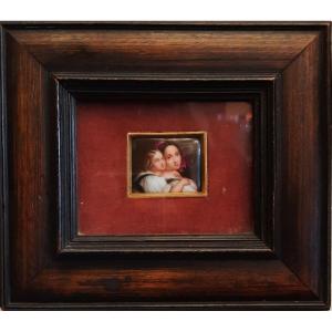 Miniature Of A Woman And Her Child On Porcelain (19th Century)