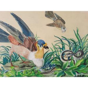 Taly Brice (1945) - Drawing On Paper Of A Naturalist Scene