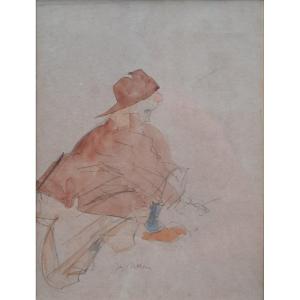 Jacques Villon (1875-1963) - Watercolor Of A Little Girl