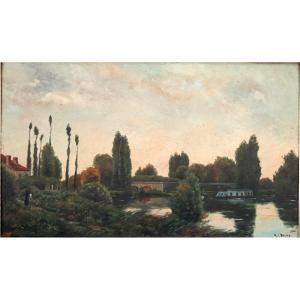 Henry Jacques Delpy (1877-1957) - Oil On Wood - At The Edge Of A Pond