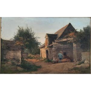 Achille Cesbron (1849-1913) - Oil On Wood - Country Landscape