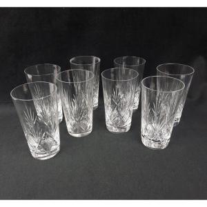 Set Of 8 Crystal Glasses - Lorraine (20th Century)