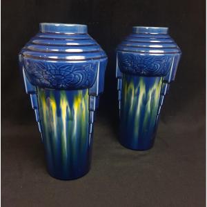 Pair Of Earthenware Vases - Fives Lille De Bruyn