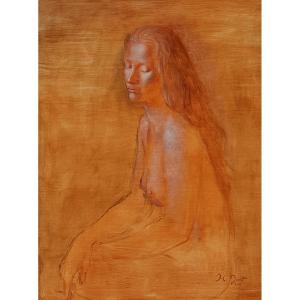 Jean-claude Janet (1918-2008) - Oil On Canvas - Nude