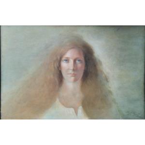 Jean-claude Janet (1918-2008) - Oil On Canvas - Portrait Of Woman 